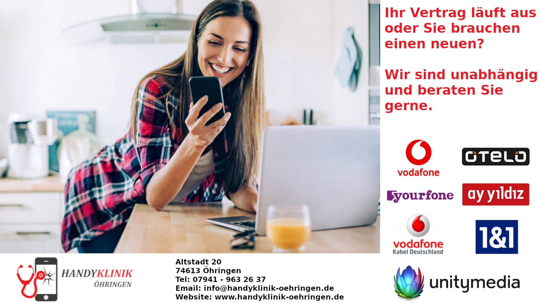 Handyklinik Öhringen / Handyreparatur / o2 Shop / Vodafone Shop / Unitymedia Shop / EnBW Öhringen
