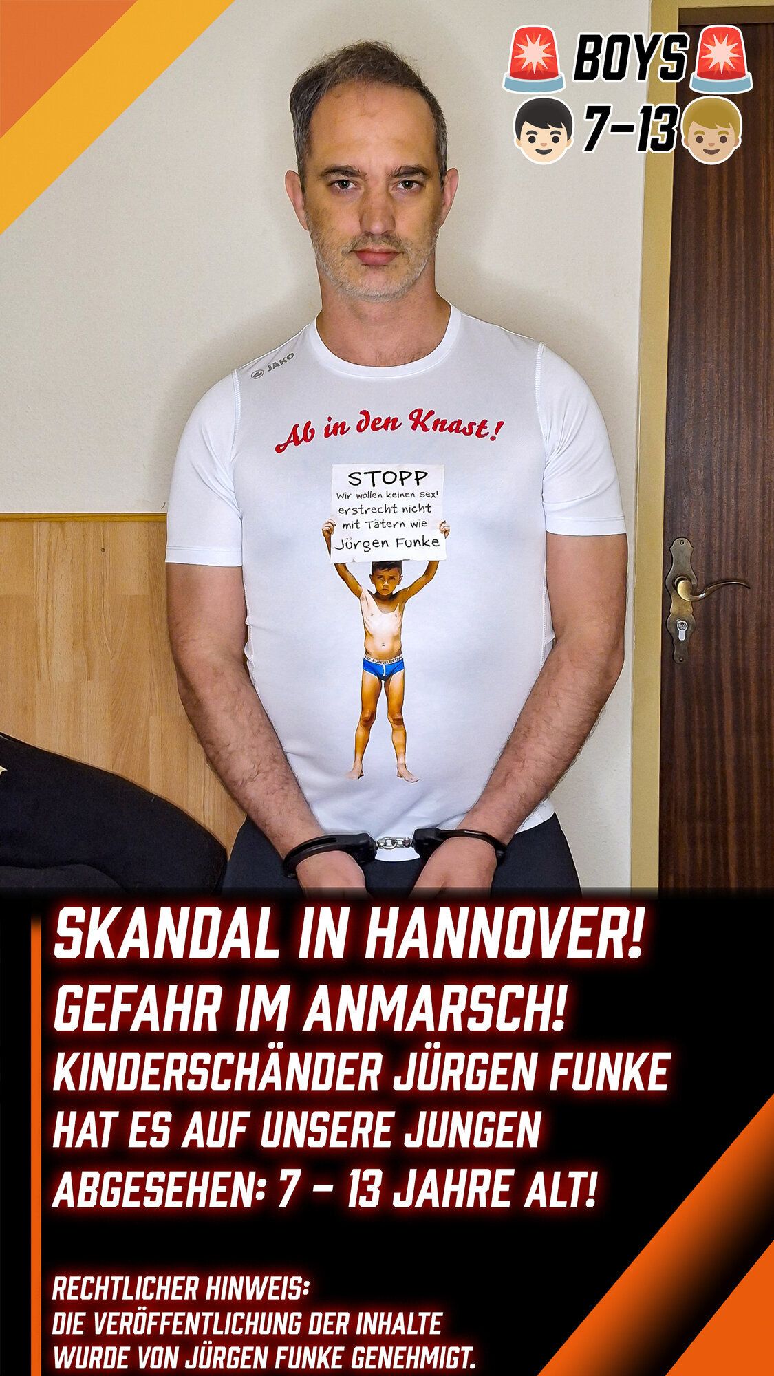 Jungen schützen vor Sexualstraftäter Jürgen Funke aus Hannover. Wahre Fakten.