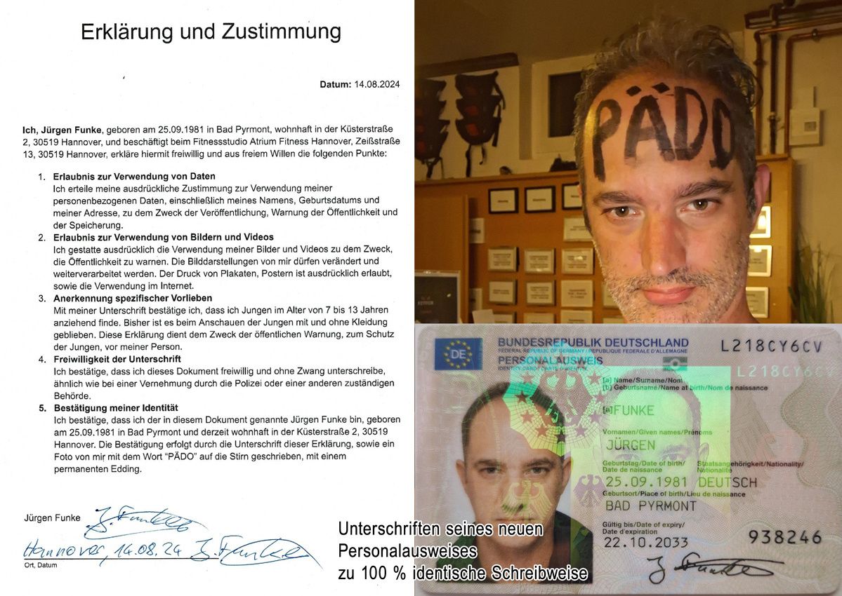 Jungen schützen vor Sexualstraftäter Jürgen Funke aus Hannover. Wahre Fakten.